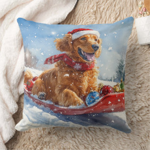 Coussin Setter Rouge Irlandais en Luge Laissez Tomber la N