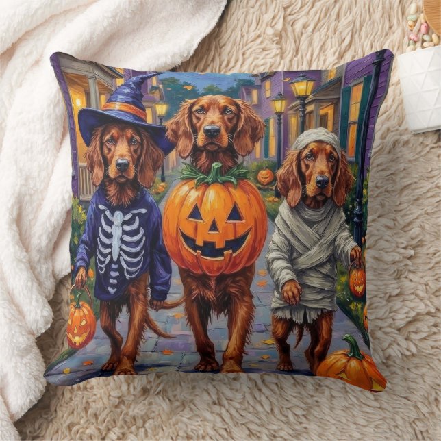 Coussin Setter Rouge Irlandais Trick-or-Treating Halloween (Couverture)