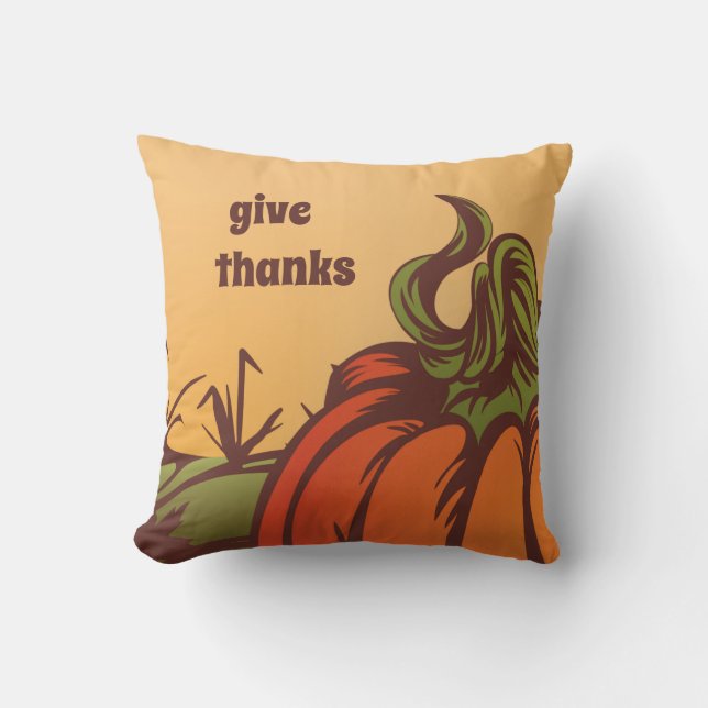 Coussin Seul citrouille sur le terrain. Les feuilles d'aut (Recto)
