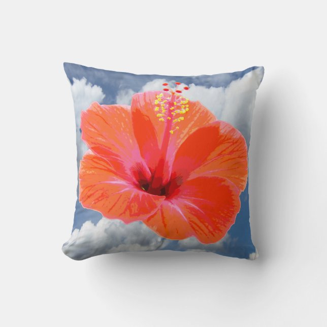 Coussin Seule une fleur d'Hibiscus + votre texte et vos id (Recto)