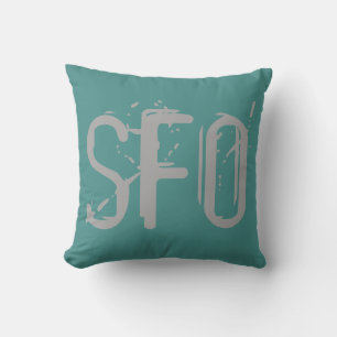 Coussin SFO Airport Grunge Typographie