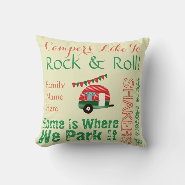 Coussin Shabby Chic Camping Campervan Citations Personnali (Recto)