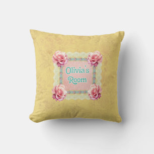 Coussin Shabby Chic Damask Rose Dentelle personnalisée