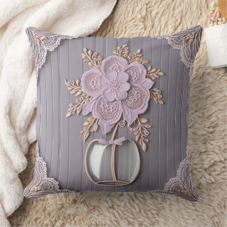 Coussin Shabby Chic Fleur en Dentelle 3D