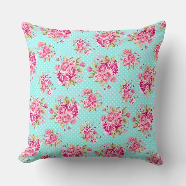 Coussin Shabby Chic Floral Roses (Recto)
