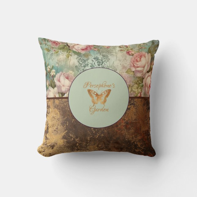 Coussin Shabby chic grunge style floral (Recto)