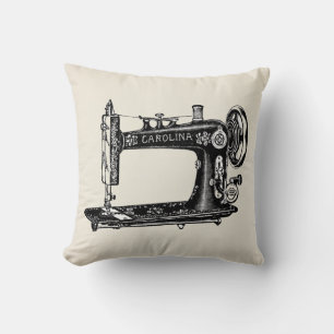 Coussin Shabby chic machine à coudre vintage faux lin
