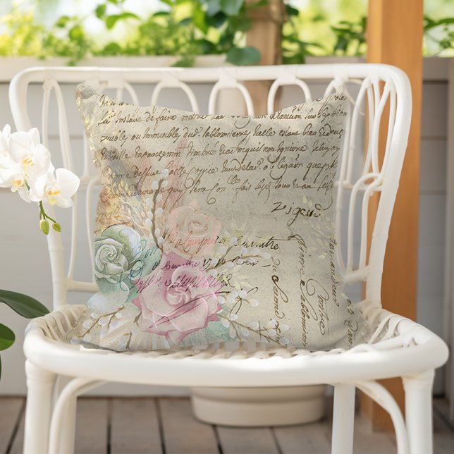 Coussin Shabby Chic Pays Français Floral (Créateur téléchargé)