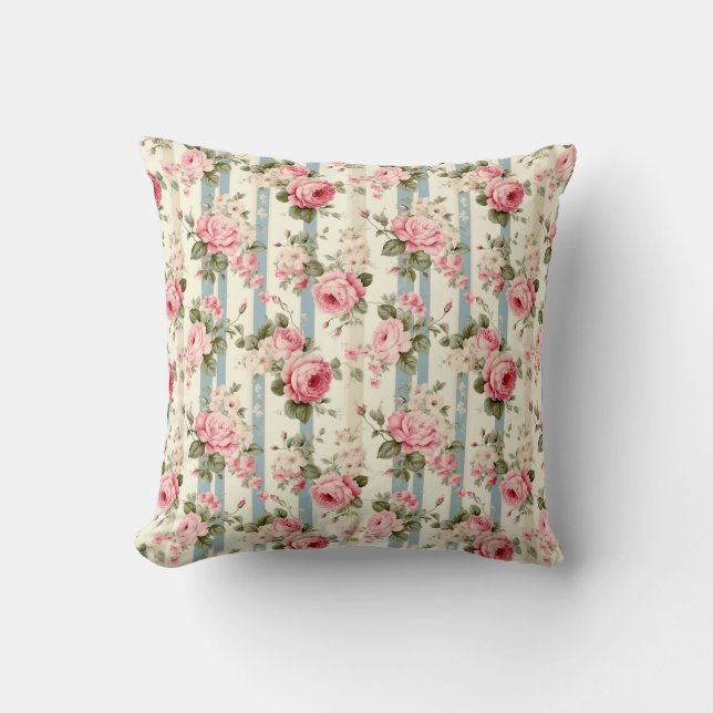 Coussin Shabby Chic Roses Vintages (Recto)