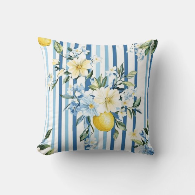 Coussin Shabby Chic Série Florale Citron Design #1 (Recto)