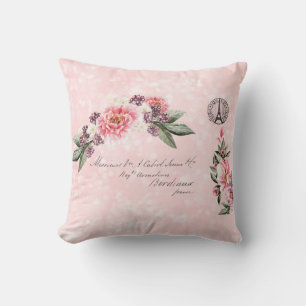 Coussin Shabby Rose Adresse en français Paris
