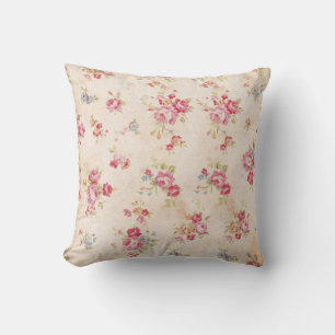 Coussin Shabby Vintage Style rose Bleu Rose Floral