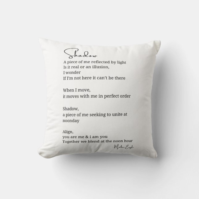 Coussin Shadow Self Love Encouragement poème inspiré (Recto)