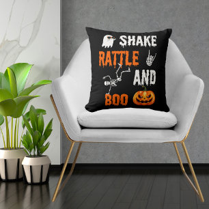 Coussin Shake, Rattle, Boo Fun Skeleton Citrouille Hallowe