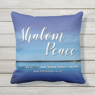 Coussin SHALOM PEACE SOYEZ ENCORE Christian Bible Verse