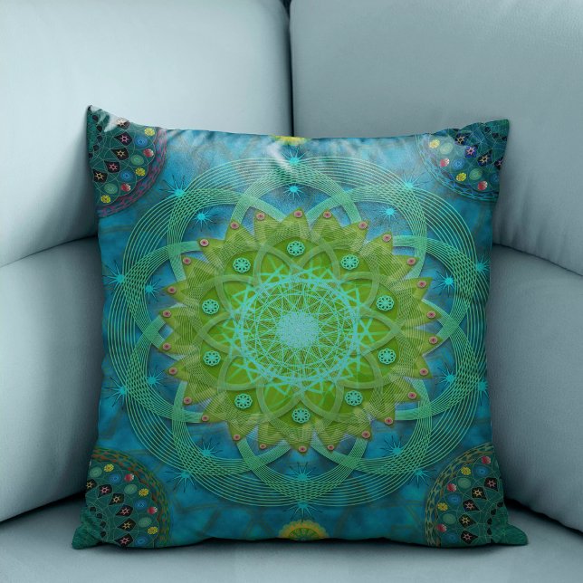 Coussin Shambala Tantric Nymphaea mandala art (Créateur téléchargé)