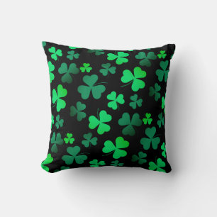 Coussin Shamrock Clover Irlande Irish Modern Green & Black