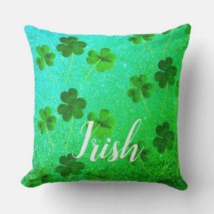Coussin Shamrock de la Saint Patrick Parties scintillant f