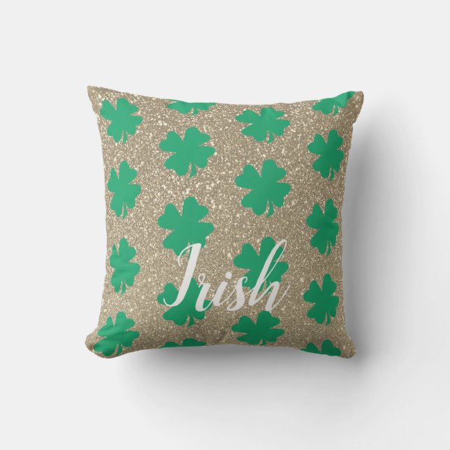 Coussin Shamrock de la Saint Patrick Parties scintillant v (Recto)
