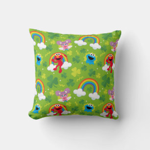 Coussin Shamrock de rue Sesame et Motif arc-en-ciel