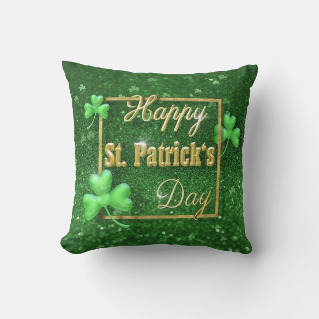 Coussin Shamrock d'or de la Saint-Patrick (Recto)