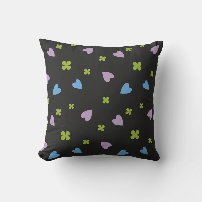 Coussin Shamrock et Motif de coeur (Recto)