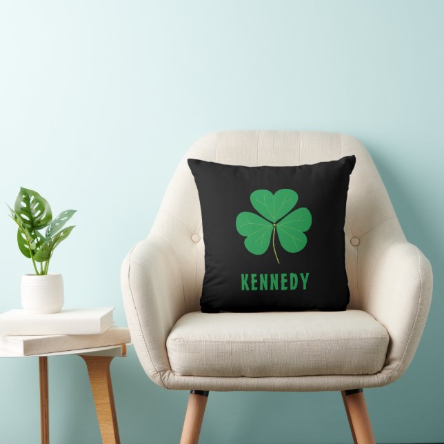 Coussin Shamrock Green Clover Irlande Celtic Irish Nom (Chaise)