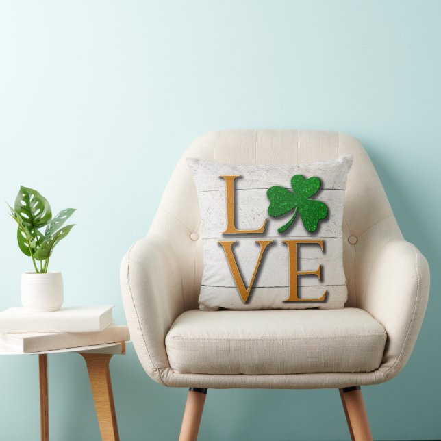 Coussin Shamrock Love St. Patrick's Day (Chaise)