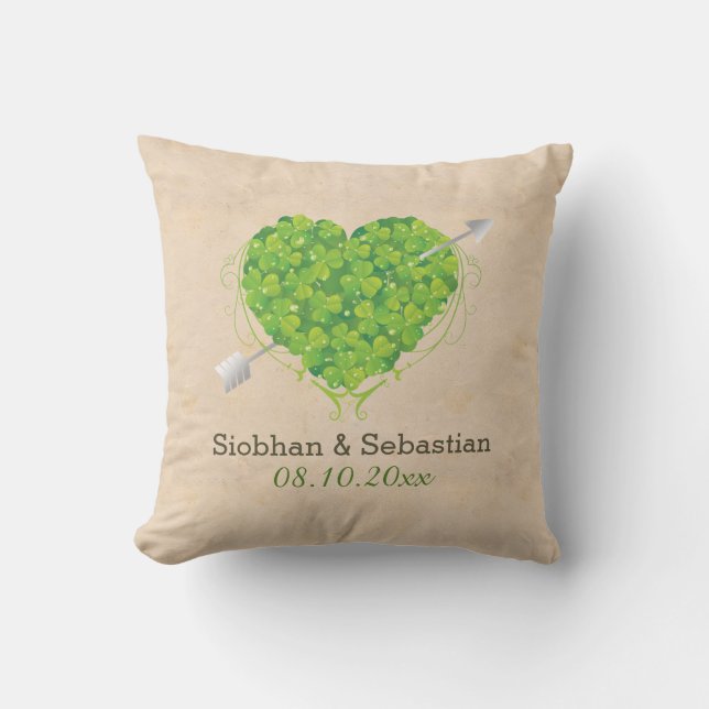 Coussin Shamrock Mariage irlandais Heart (Recto)