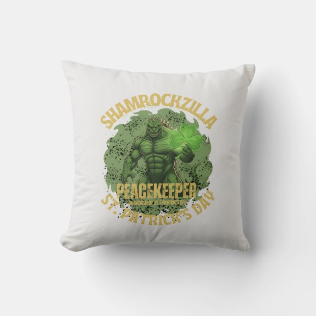 Coussin Shamrockzilla Peacekeeper : Kaiju de la Saint-Patr (Recto)
