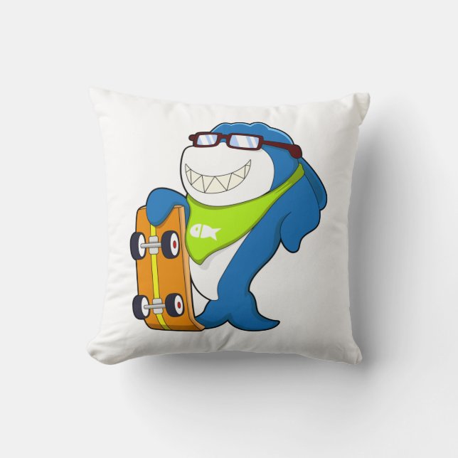 Coussin Shark as Skater with Skateboard (Recto)