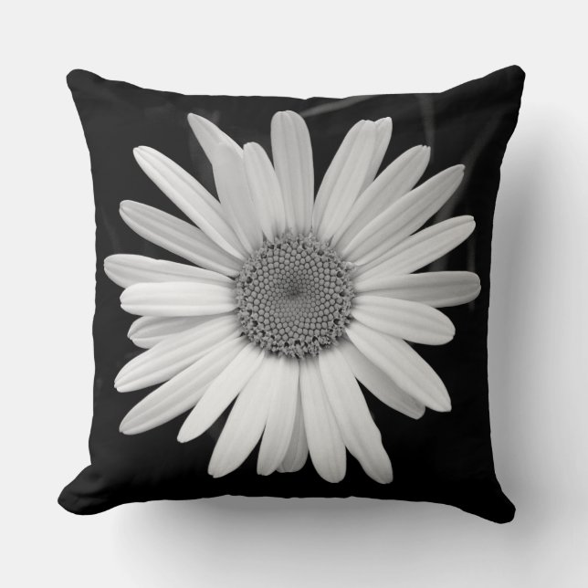 Coussin Shasta Daisy 01 - Noir et Blanc (Recto)