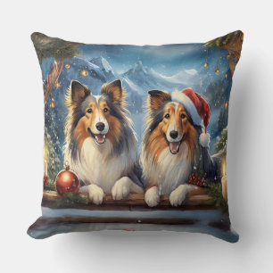 Coussin Shelties Holidays Design par Rich AMeN Gill