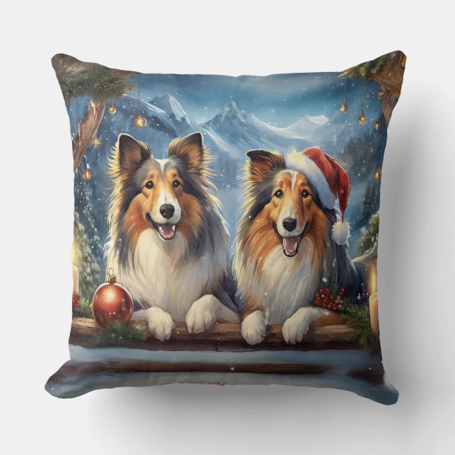 Coussin Shelties Holidays Design par Rich AMeN Gill (Recto)