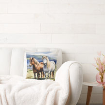 Shetland Ponies Animaux Nature Aquarelle équine