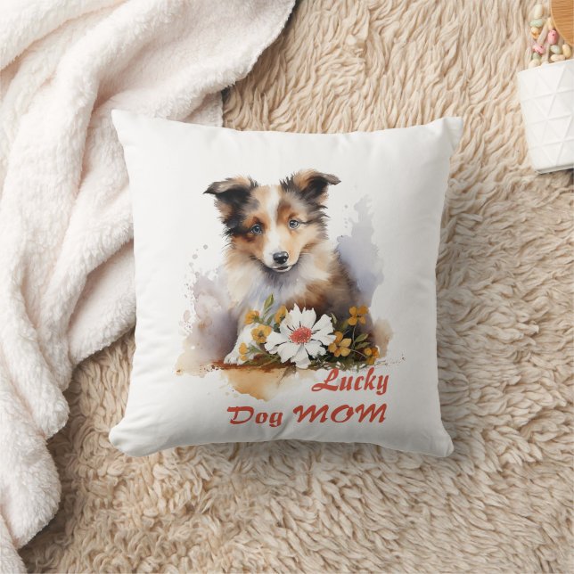 Coussin Shetland Sheepdog Chiot Pet Aquarelle (Couverture)