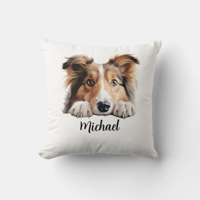 Coussin Shetland Sheepdog Peeking Dogs Sublimation Bund (Recto)