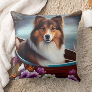 Coussin Shetland Sheepdog sur une pagaie : une aventure Pi