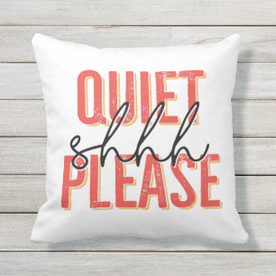 Coussin Shhh tranquillité svp (orange/noir)