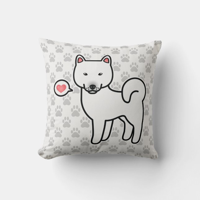 Coussin Shiba Inu Amour Blanc (Recto)