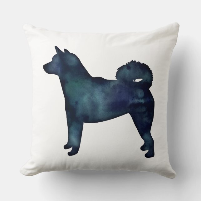 Coussin Shiba Inu Chien Aquarelle noire Silhouette (Recto)