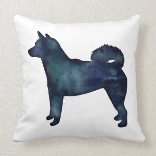 Coussin Shiba Inu Chien Aquarelle noire Silhouette