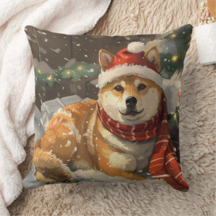 Coussin Shiba Inu Chien Fête de Noël