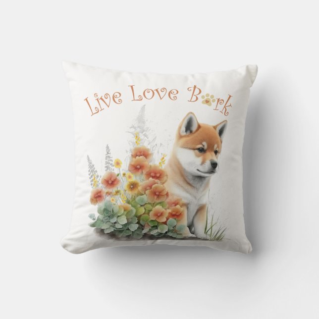 Coussin Shiba Inu Chien Maman Florale (Recto)