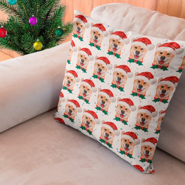 Coussin Shiba Inu Chien race Étoiles de Noël (Créateur téléchargé)