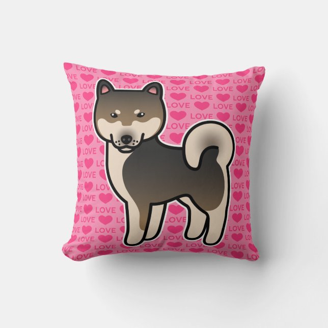 Coussin Shiba Inu coeurs d'amour sésame (Recto)