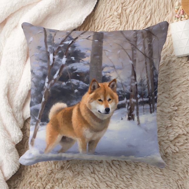Coussin Shiba Inu Laissez Neige Noël (Couverture)