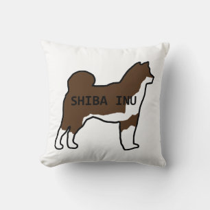 Coussin Shiba Inu nom silhouette rouge sésame