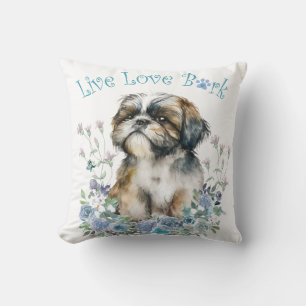 Coussin Shih Tzu Chien Maman Florale