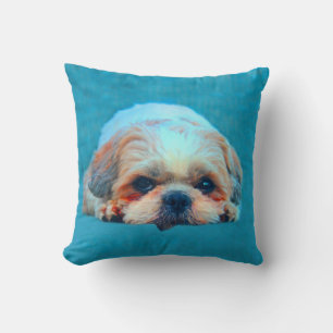 Coussin Shih Tzu Chien Water color art Portrait